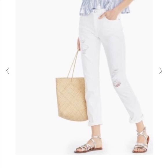 J.Crew Point Sur High rise slim boy White denim jeans - Picture 2 of 13